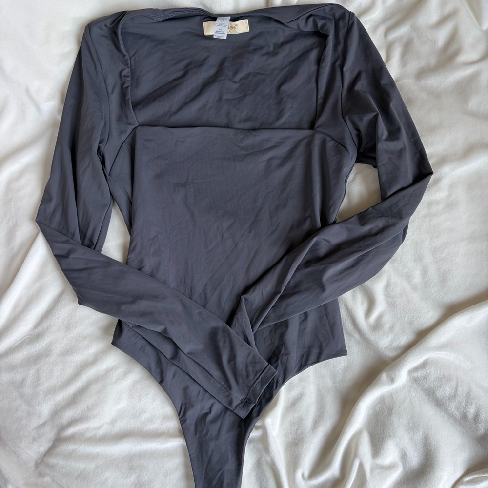 Chic Charcoal Long Sleeve Bodysuit
